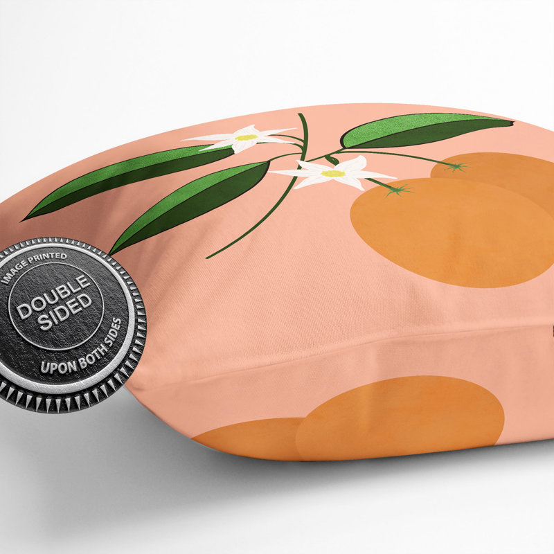 Orange Blossom Beige V2 Square Throw Cushion, 55cm H x 55cm W x 20cm D