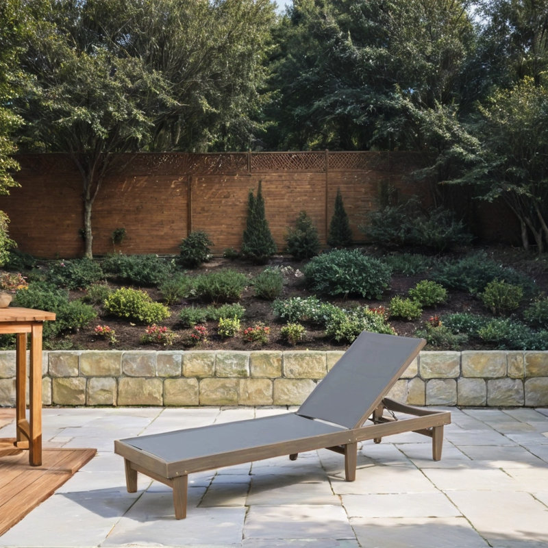 Chaise longue d'extérieur en acacia réglable