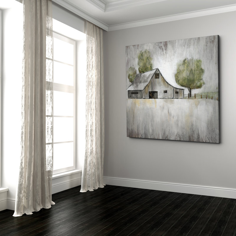 " Weathered Barn ", 32" H x 32" W, Wrapped Canvas, No Frame