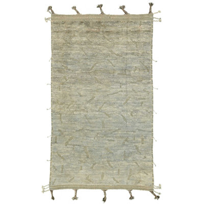 Modern Distressed One-of-a-Kind Rectangle 5'5" X 9'4" New Age Area Rug in Gray