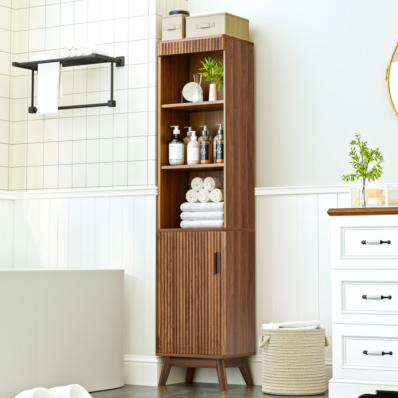 Armoire de salle de bain autoportante 67,7 po Azueta, Noyer