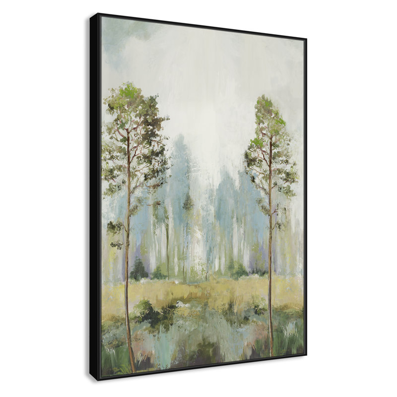 «Teton Tall Green Trees II» par Teton Pearce - reproduction encadrée sur toile, H 61,5 po x l 41,5 po, Noir