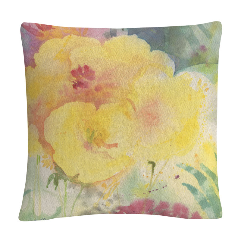 Sheila Golden Floral Throw Pillow