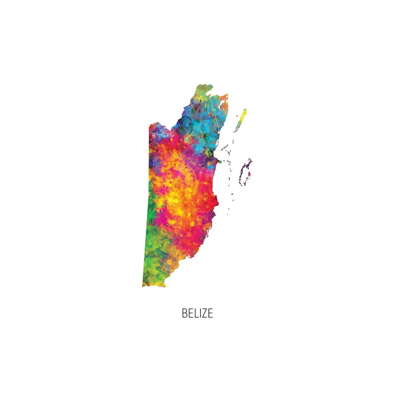 «Belize Map» par Michael Tompsett, impression sur toile tendue, H 60 po x l 40po x P 1,5 po