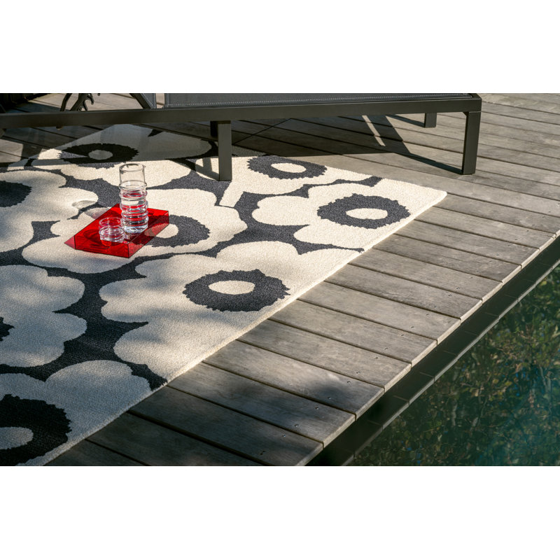 Unikko Honey | 132406, White/Charchoal, Rectangle 6'7" x 9'2"
