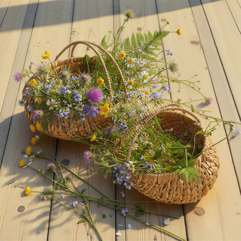 Water Hyacinth Handwoven Flower Basket Set
