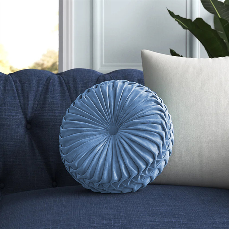 Lanajah Round Pillow Cover & Insert, Light Blue