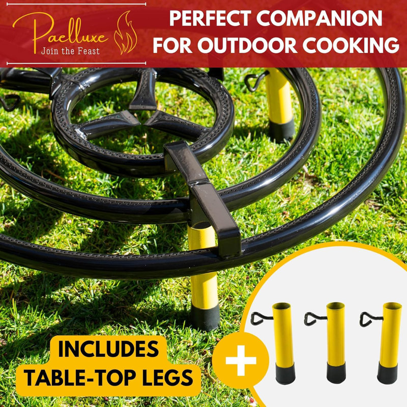 Ensemble de brûleur et de support Paelluxe Paella, brûleur au propane à trois anneaux avec support de table et régulateur Wok
