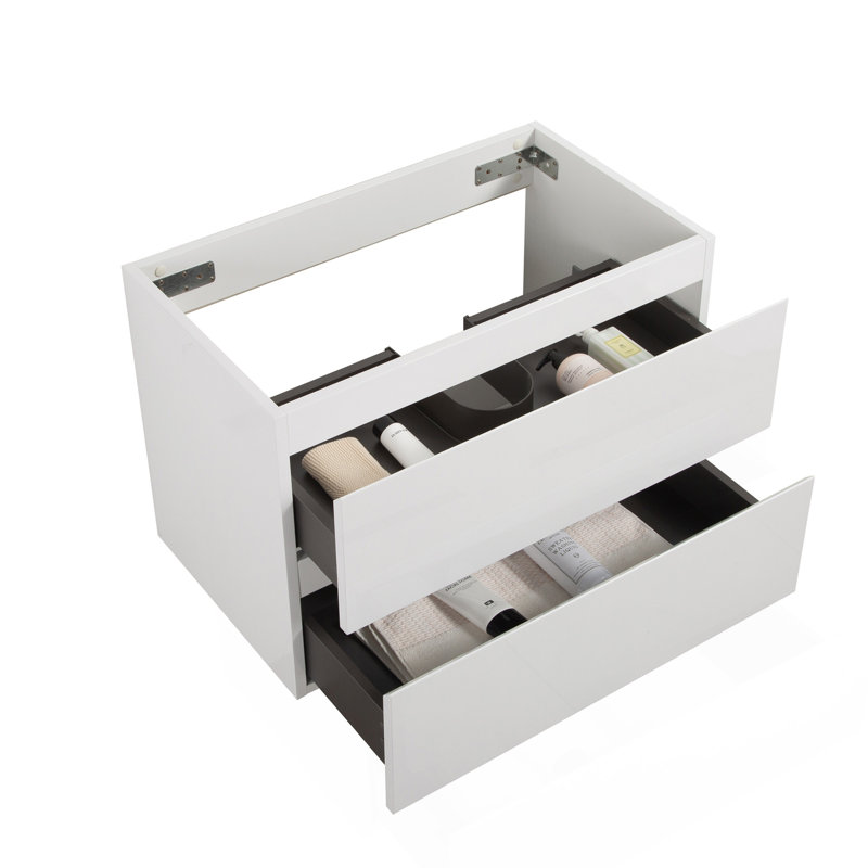Alice-30W-201, armoire murale SANS lavabo, couleur blanche, avec deux tiroirs, pré-assemblée