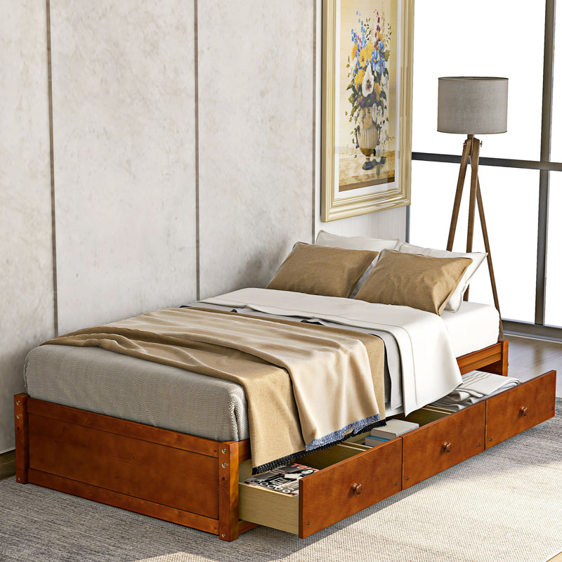 Wood Platform Storage Bed, Oak
