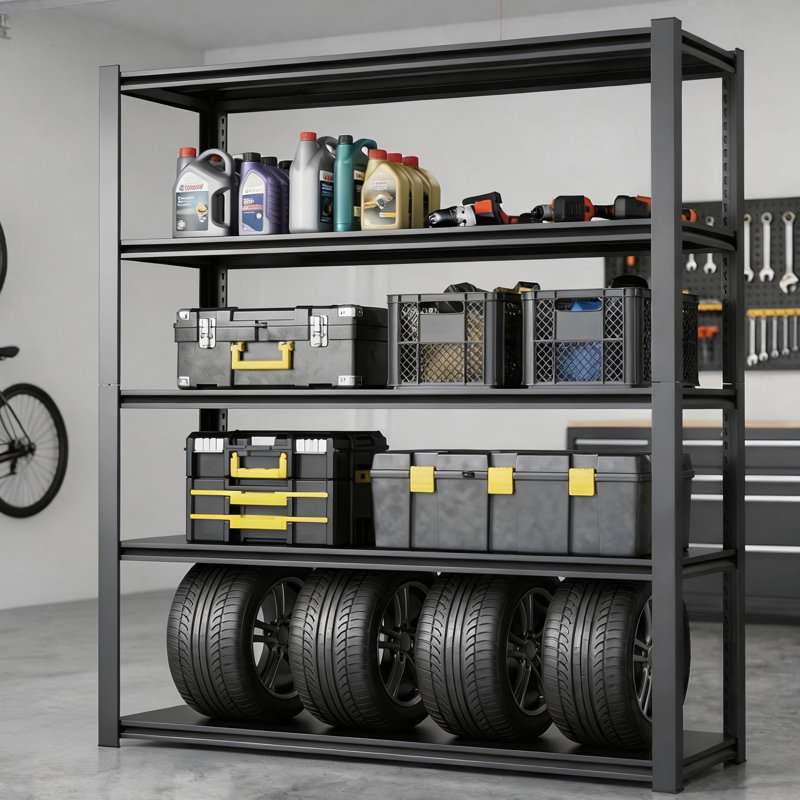 Étagères de rangement robustes en métal pour garage, support de rangement réglable de 48 po x 24 po x 72 po avec capacité de charge totale de 1650 lb, étagère de rangement sans boulons antirouille pour garage