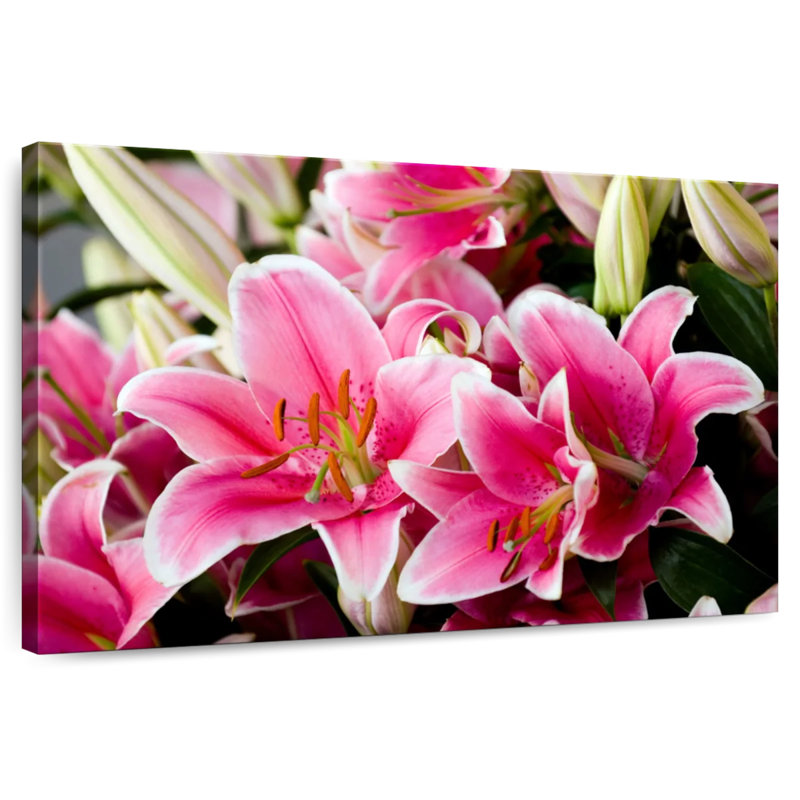 Bouquet de lys roses Harnek, H 30 po x l 45 po
