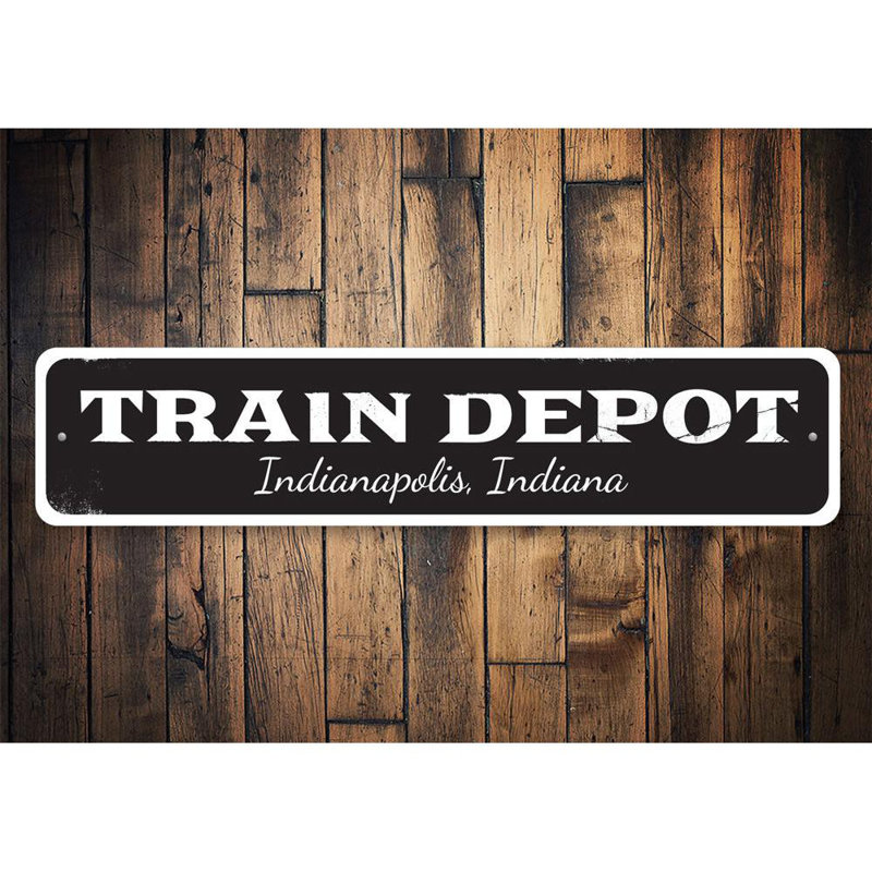 Enseigne en aluminium sur mesure Train Depot, H 6 po x l 24 po x P 0,06 po