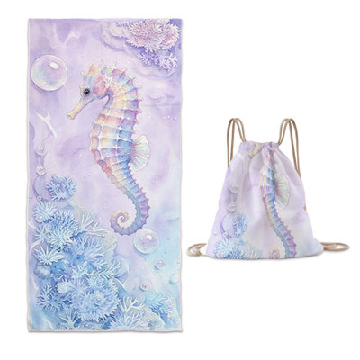 Serviette de bain - Sac à serviettes de plage intégré - Serviette de plage