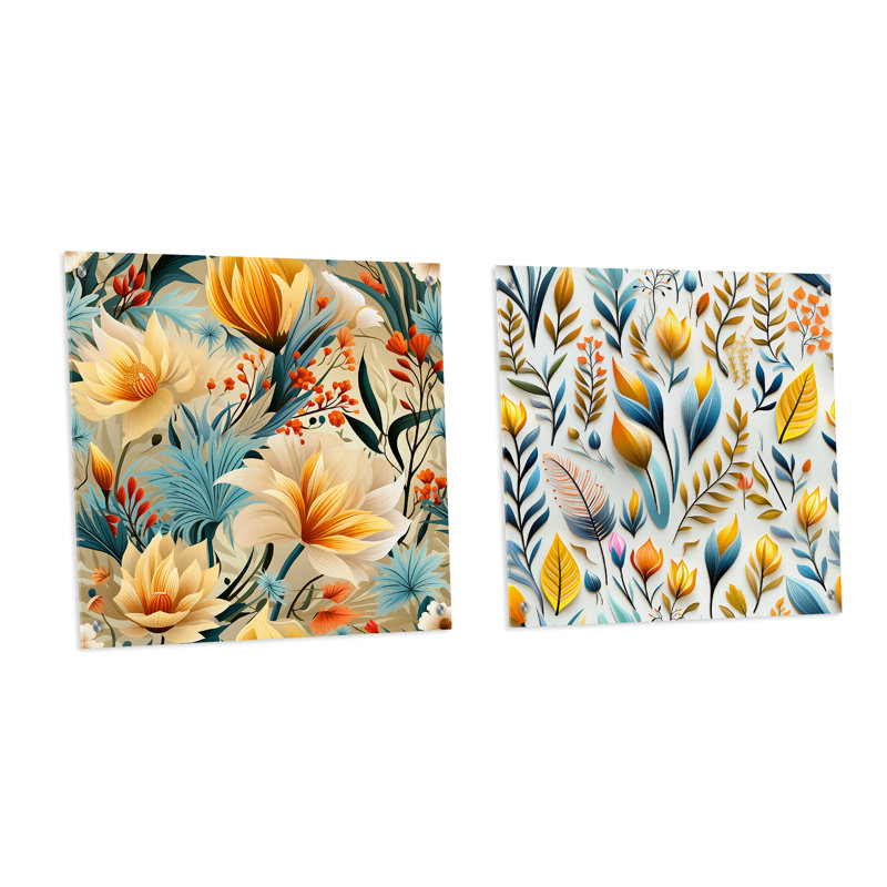 Maina - Ensemble de 2 art mural en verre acrylique, H 30 po x l 61 po