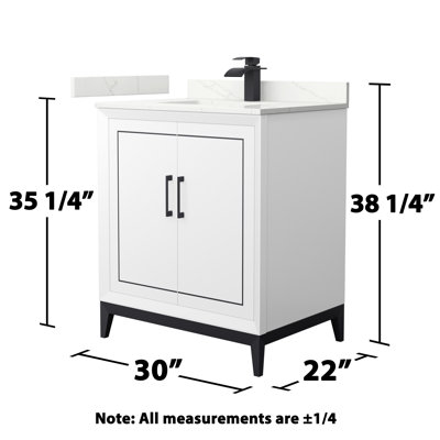 Meuble-lavabo sur pied simple 30 po avec plateau en quartz Marlena
