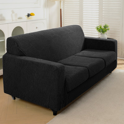 4 Piece Stretch Jacquard Couch Cover, Sofa Slipcover for 3 Cushion Couch, Machine Washable Furniture Protector