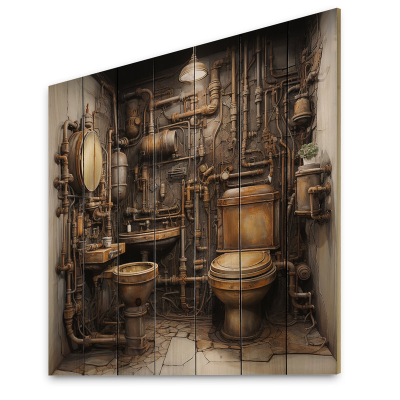 Toilette industrielle mixte Jabryson II, impression sur bois, H 15 po x l 15 po x P 0,78 po