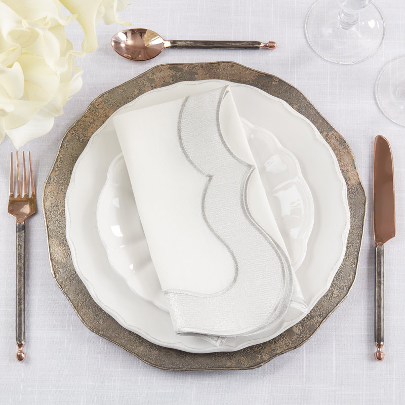 Silver Shimmer Polyester Table Napkins Set of 4