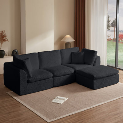 Canapé modulaire 110 po pour le salon, canapé convertible en L avec repose-pieds, canapé modulaire 3 places