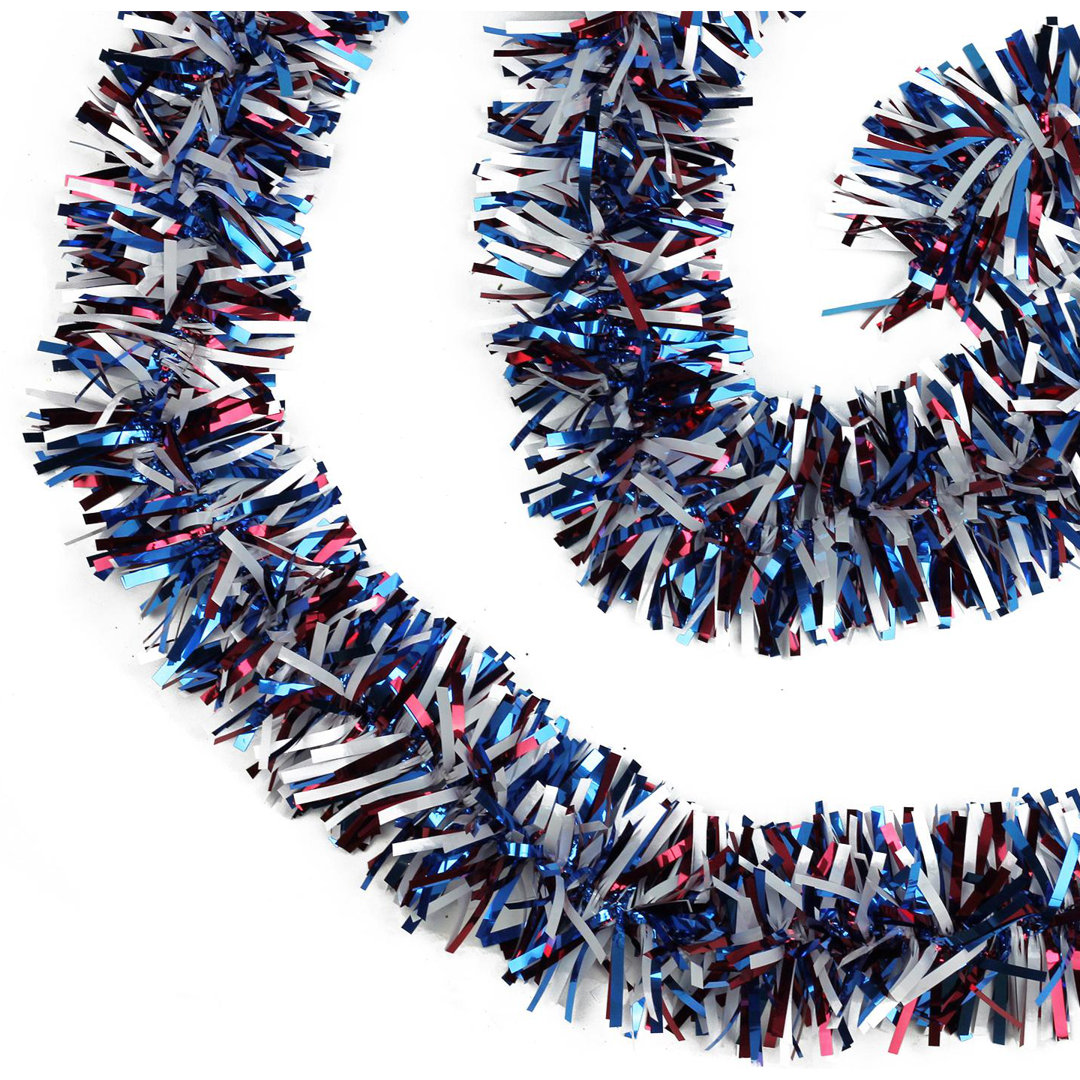 12' x 4" Red and Blue Wide Cut Patriotic Tinsel Christmas Garland - Unlit Northlight Seasonal