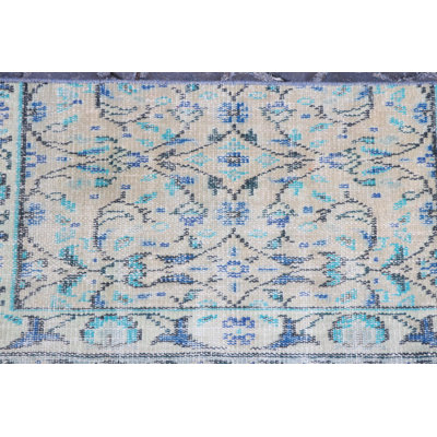 Tapis turc rétro Oushak à motif floral vert - Tapis de salle de bain en laine antique, idéal pour les cadeaux