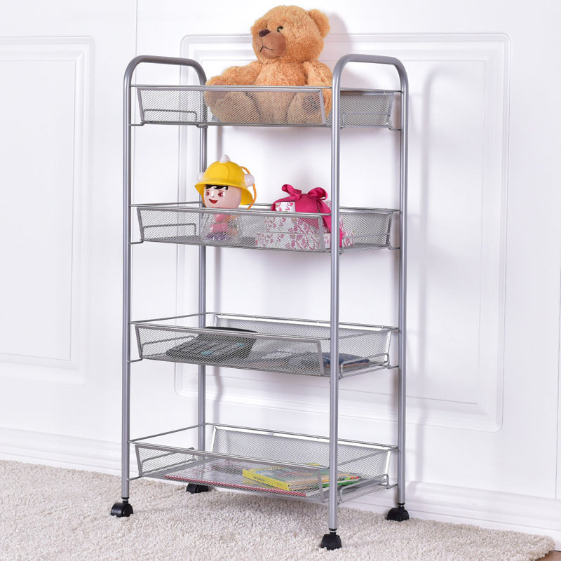 Étagère de rangement 4 niveaux élisabétha H 33 po x l 17,5 po x P 10,5 po, Argent