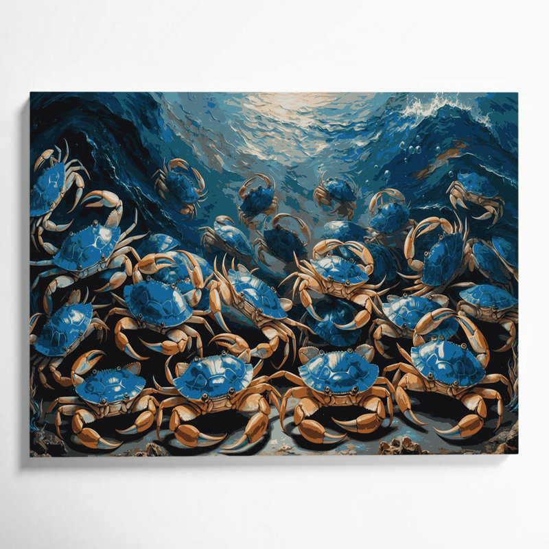 Art mural sur toile, "Nautical Crabs", H 11 po x l 14 po