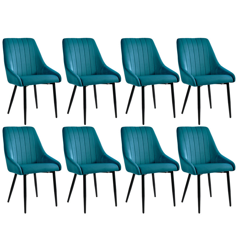Besaraba 19.1cm H Velvet Upholstered Metal Upholstered Back Side Chair, 8, Blue