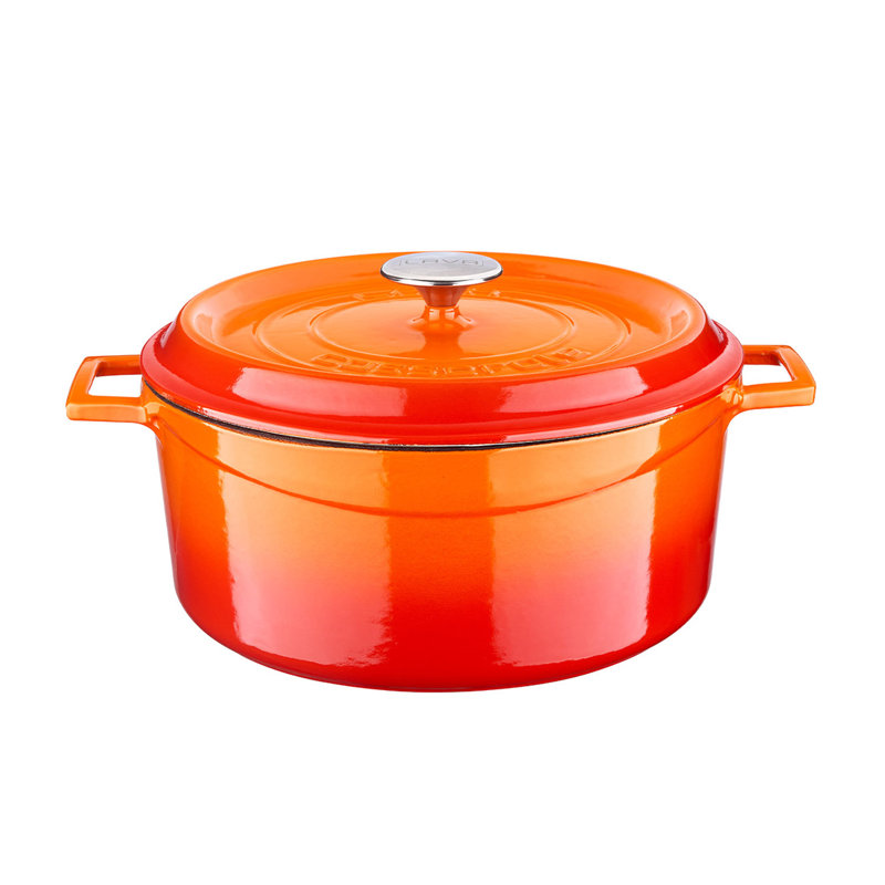7-Quart Orange Enameled Cast Iron Dutch Oven with Lid