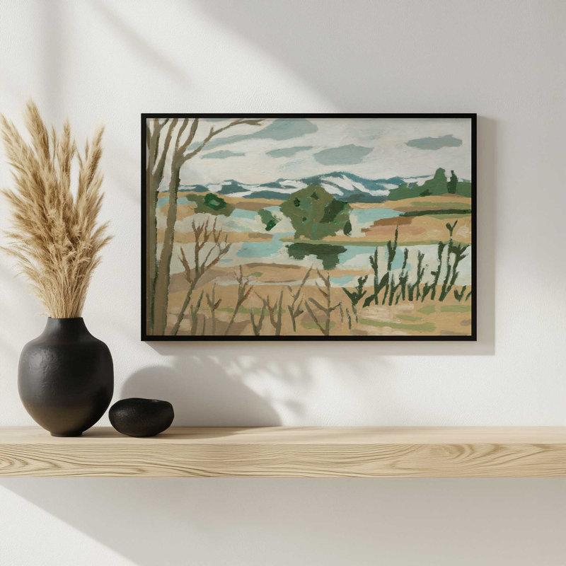 «Pale Horizon I» par Melissa Wang, reproduction d'art, H 24 po x l 36 po, Doré