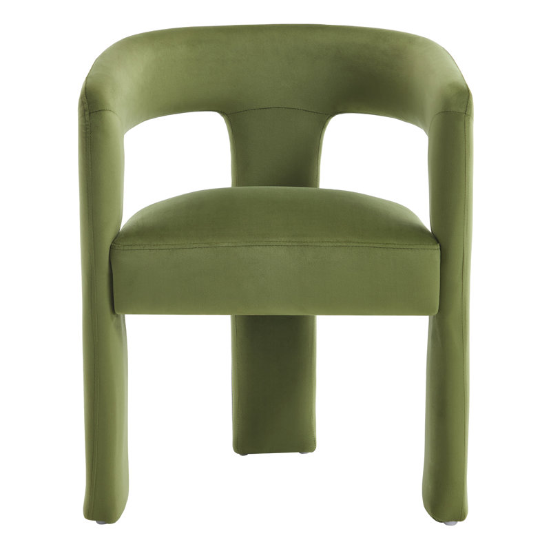 Modern Upholstered No Assembled Barrel Dining Chair, Green