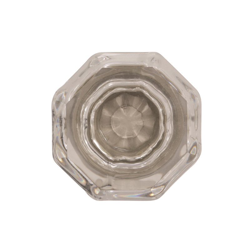 Traditional Classics 1 1/16 Length Geometric Knob, Clear/Satin Nickel
