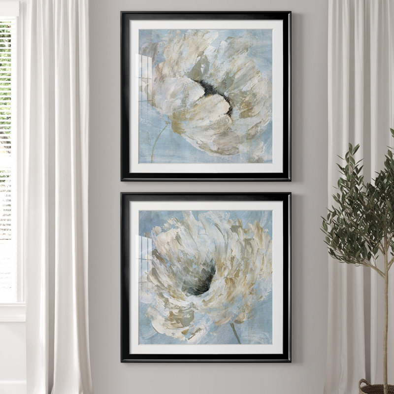 «Blue Blanc I», ensemble de 2 reproductions d'art sur toile tendue, H 30,5 po x l 61 po x P 1,5 po, Blanc