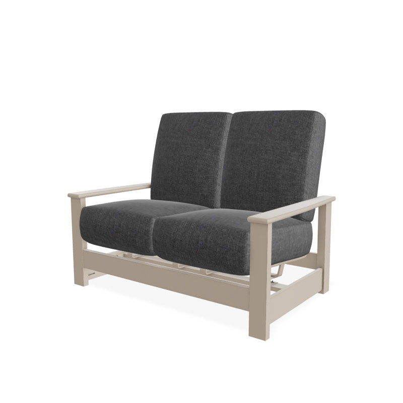 Causeuse profond avec coussins Leeward, Tissage uni ardoise coulée Sunbrella®, Désert
