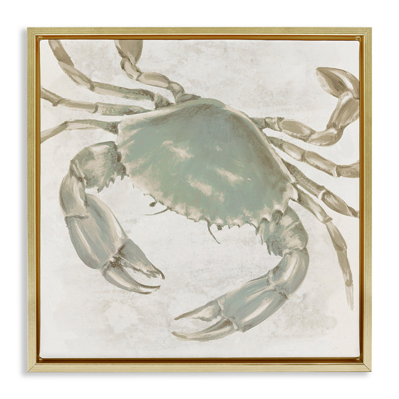 Toile pâle encadrée flottante crabe de mer aux tons clairs, design par Eli Jones, H 18 po x l 18 po