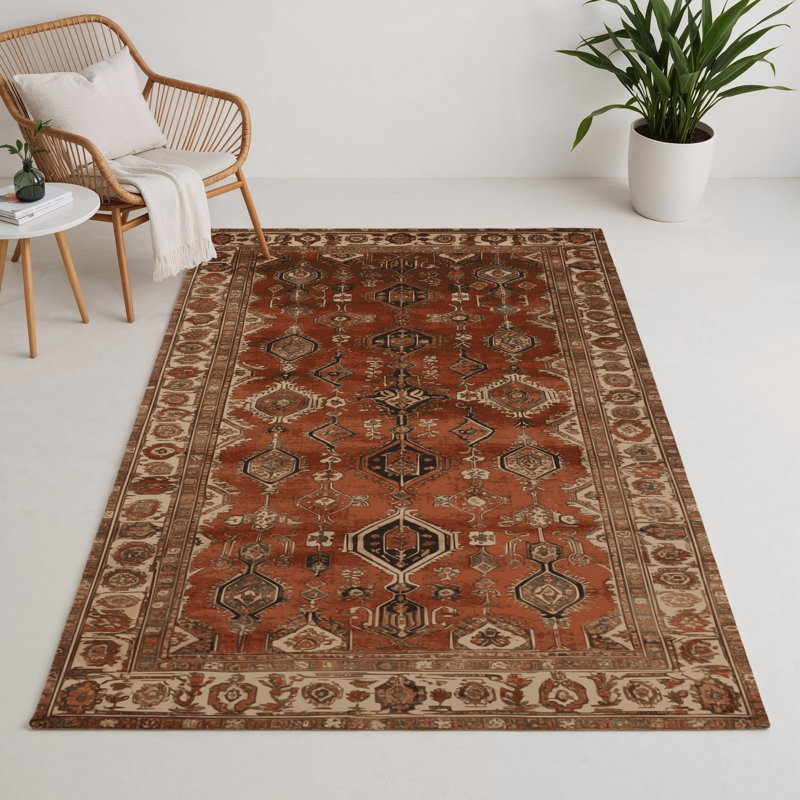 Tapis d'intérieur et d'extérieur brun Persian, Rectangle 5 pi x 7 pi