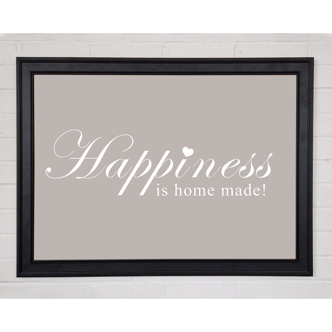 Gerahmtes Poster Home Quote Happiness Is Home Made Beige