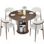 Table de salle à manger ronde avec deux chaises et une tablette de rangement