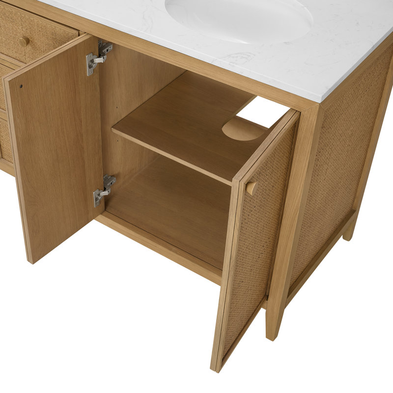 Benita 72" Rattan and Oak Bathroom Vanity