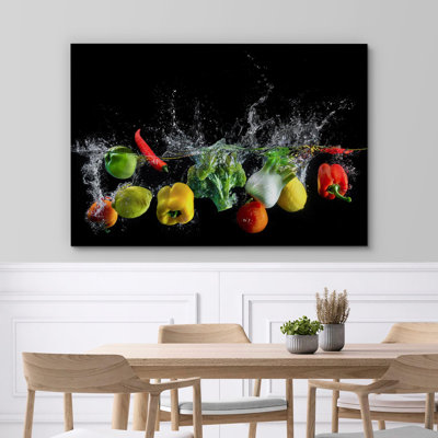 Eau, éclaboussures de légumes, cuisine et cuisine, photographie d'art moderne, décoration murale