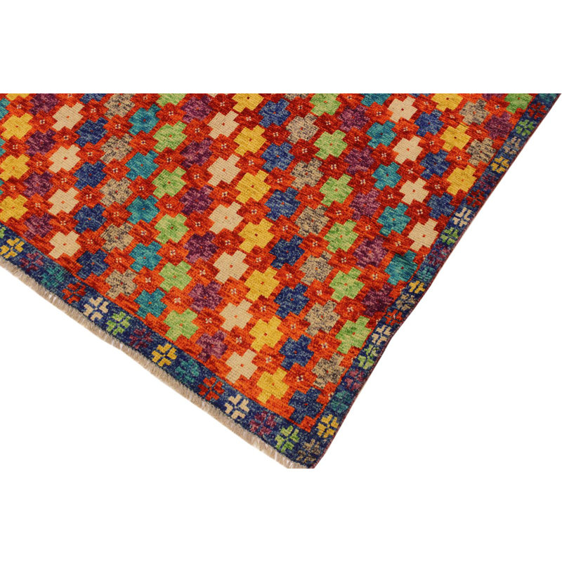 Tapis orange en laine noué à la main 4 pi 10 po x 6 pi 7 po Syracuse