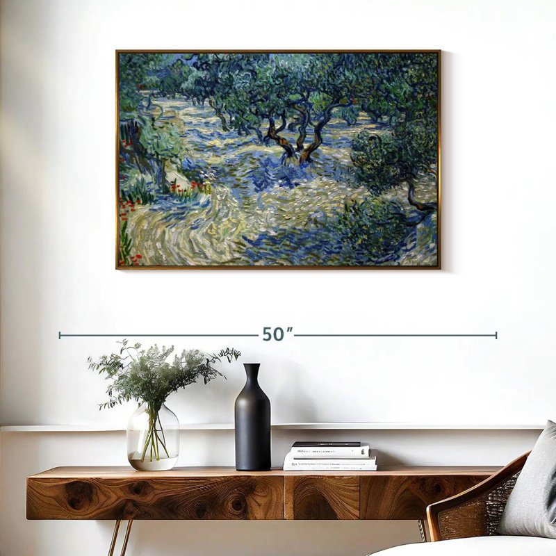 Olive Orchard 1889, 37 po x 25 po, Cadre flottant doré