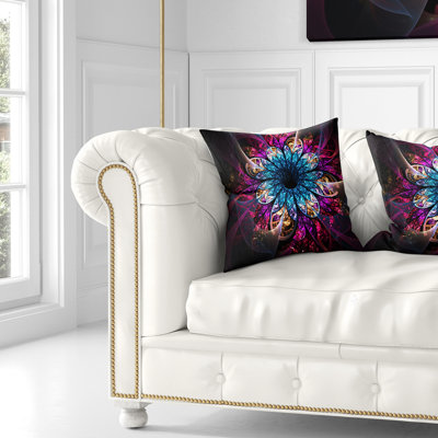 Housse et insert de coussin d'art numérique Fractal Flower