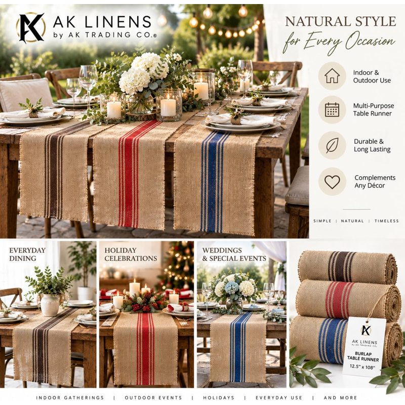 Jute Striped Placemat, Brown