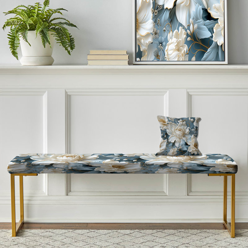 Banc rembourré or, Ethereal Rococo Flourish Victorian Pattern VIII