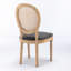 Chaise de salle à manger avec cadre en bois massif de style français, peinture en lin et dossier en rotin, gris, ensemble de 2