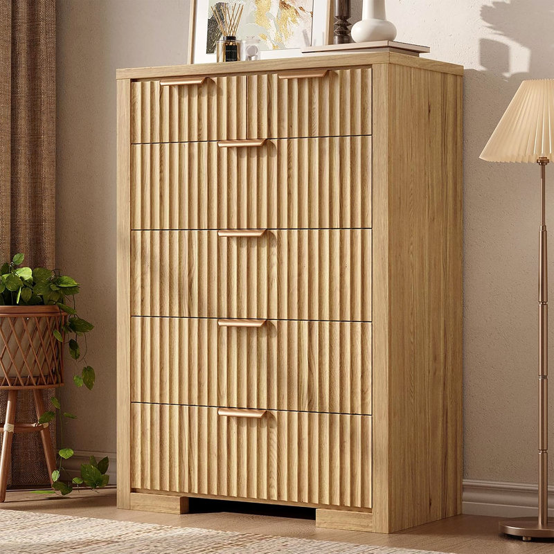 Commode de 45 po de hauteur avec 6 tiroirs, commodes de rangement verticales avec prises de courant, commode