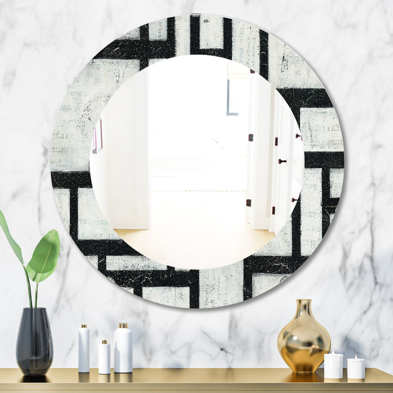 Miroir mural géométrique, miroir d'appoint moderne Labyrinth, H 31,5 po x l 31,5 po