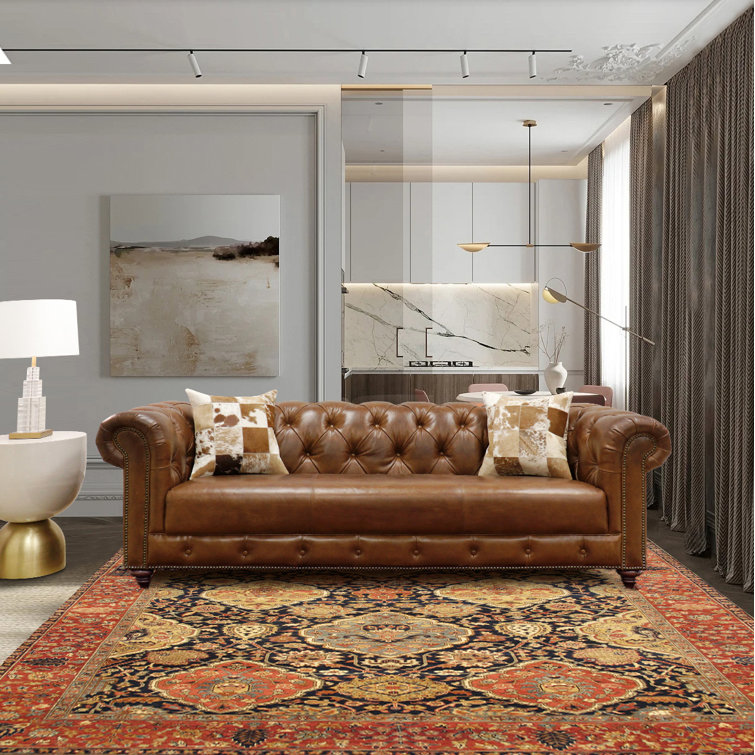Tapis bleu marine en laine Kerman